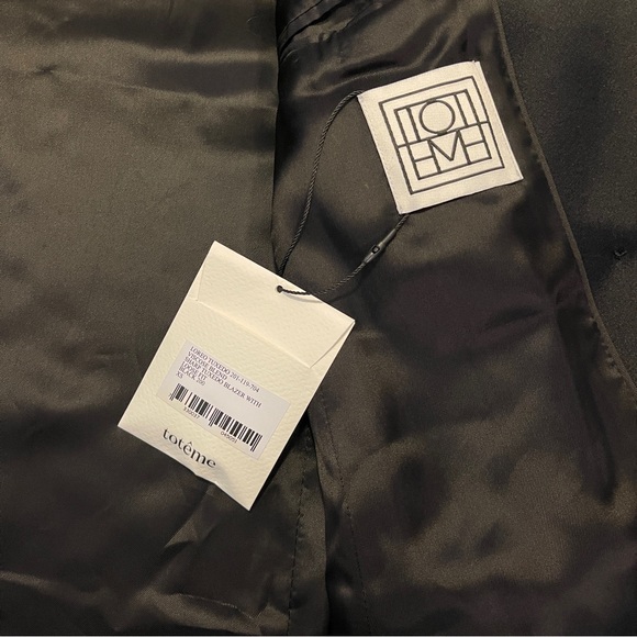 🆕Toteme Loreo Tuxedo Blazer black Jacket size xs double-breasted silk - Picture 4 of 8